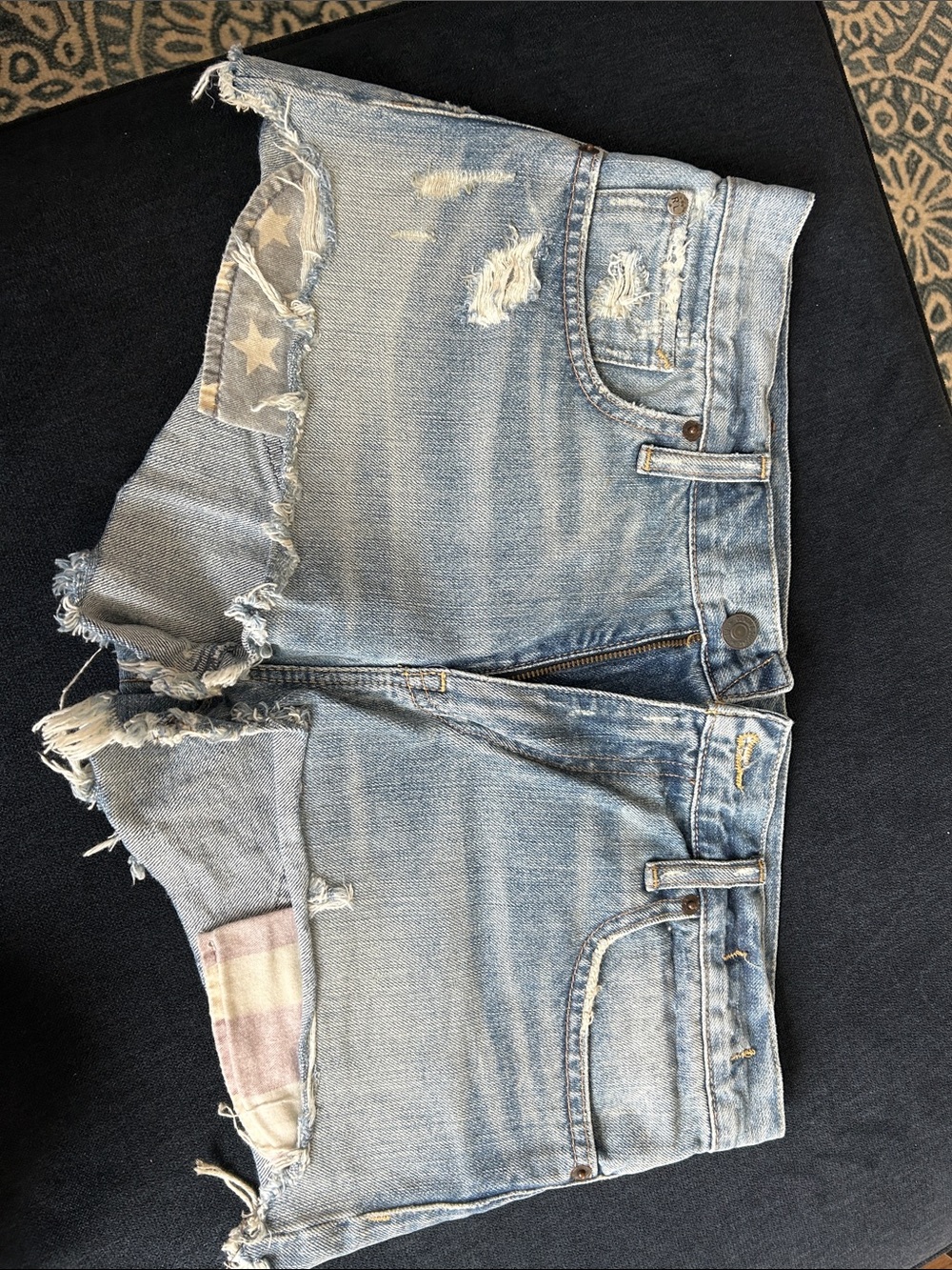 Ralph Lauren Light Blue Distressed Denim Cutoff Shorts
